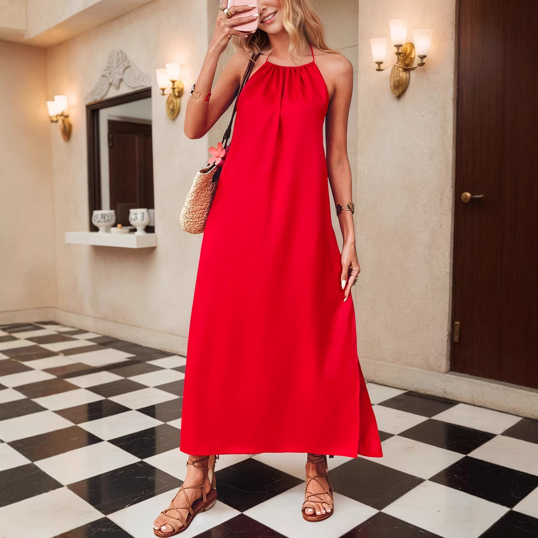 Dame Maxi-kjole med elegant halteredning Skjora