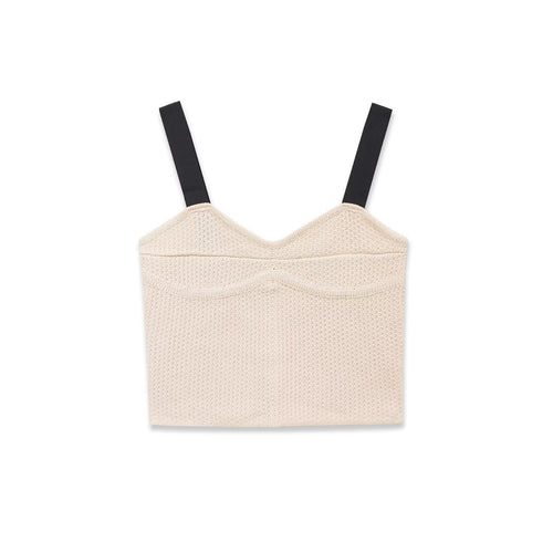 Dame Crop-Top med elegant V-hals og raffinert struktur Skjora