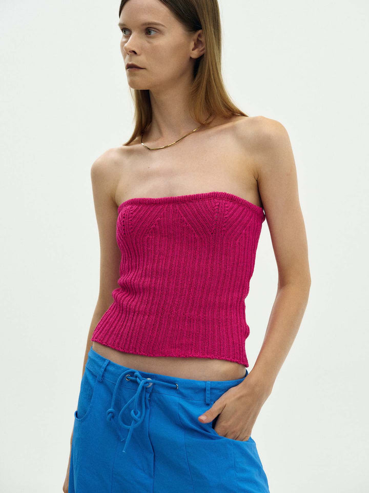 Dame Ribbstrikket Bandeau-Topp Skjora
