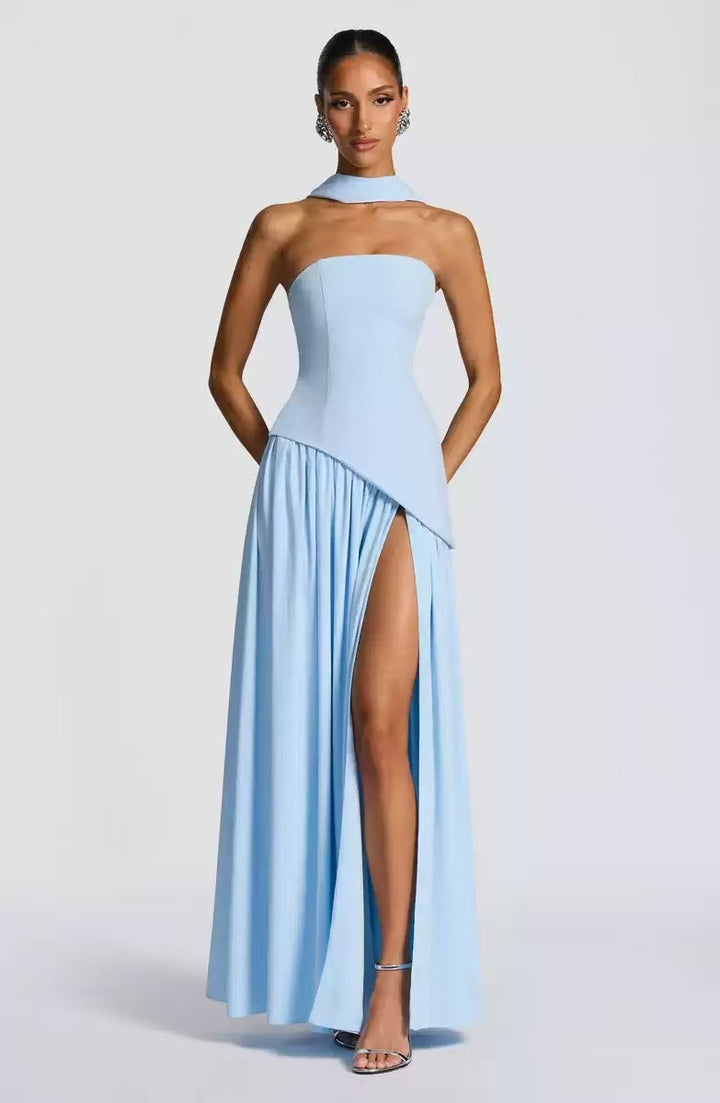 Kjoler Gulv-lengde Maxi Kjole med Skulder-fri Design og Elegant Slisse
