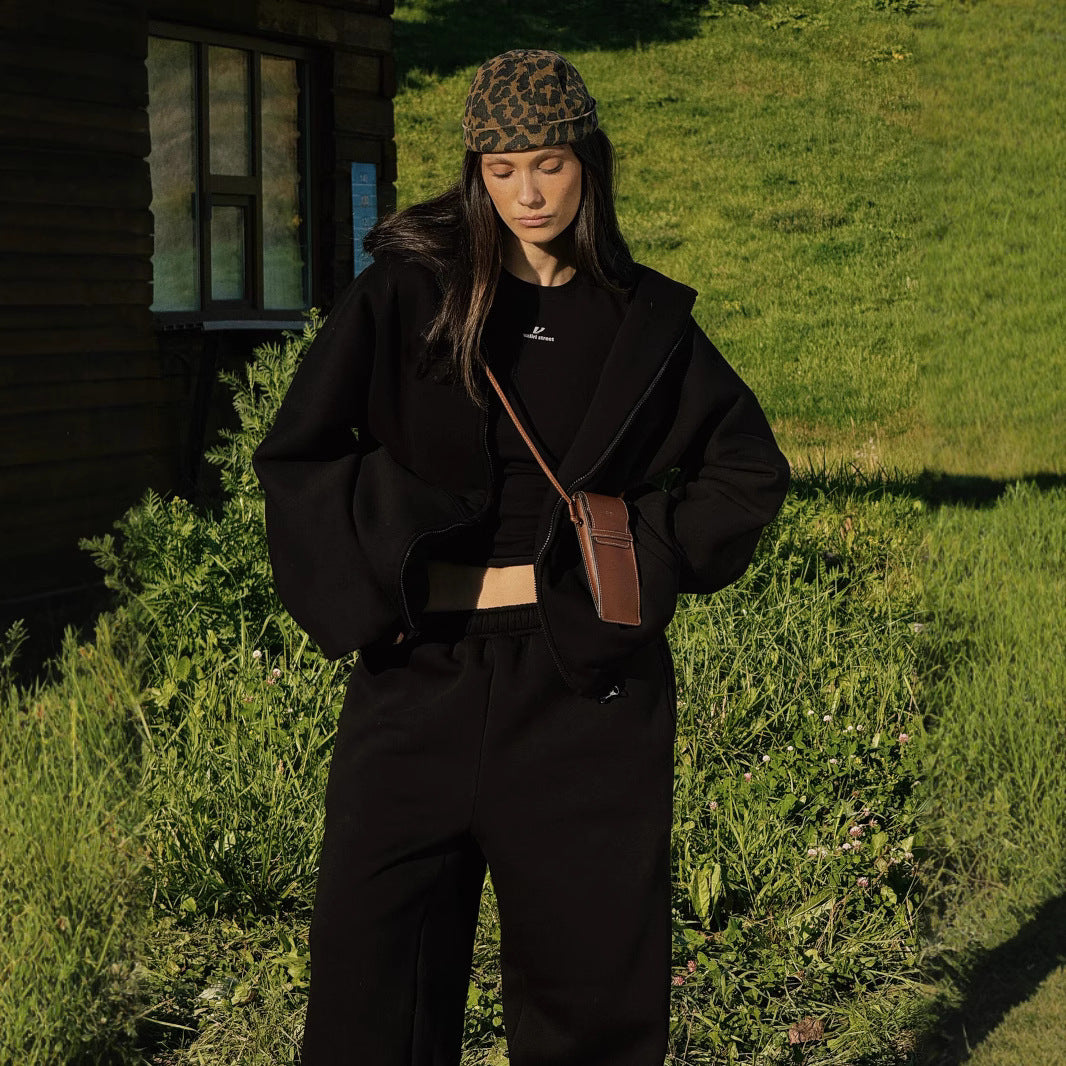 Dame oversized fleecejakke med full glidelås og avslappet snitt