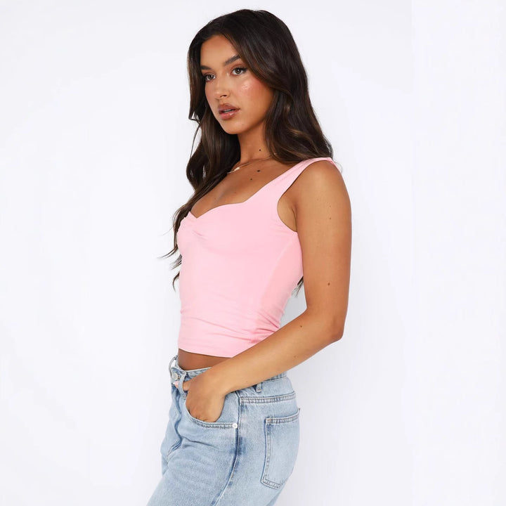 Damer figurtilpasset Crop-Top med brede stropper og V-hals Skjora
