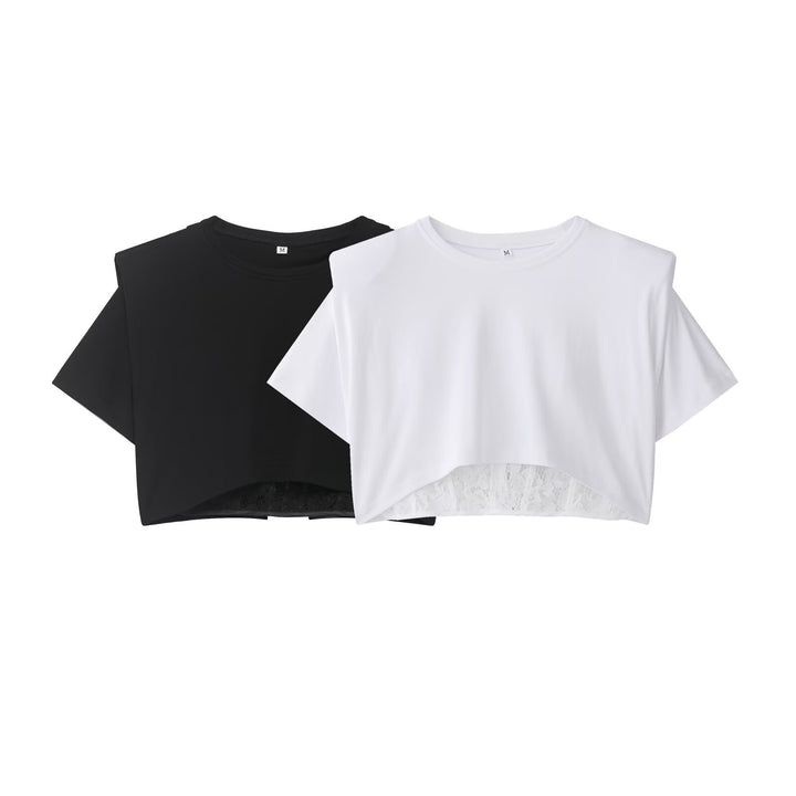 Dame Crop-T-skjorte med elegant spissunderlag Skjora