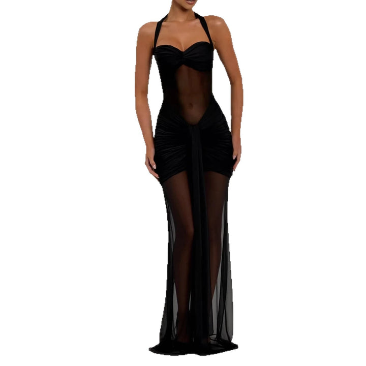 Dame elegant kjole i bodycon-stil med raffinert mesh-insert Skjora