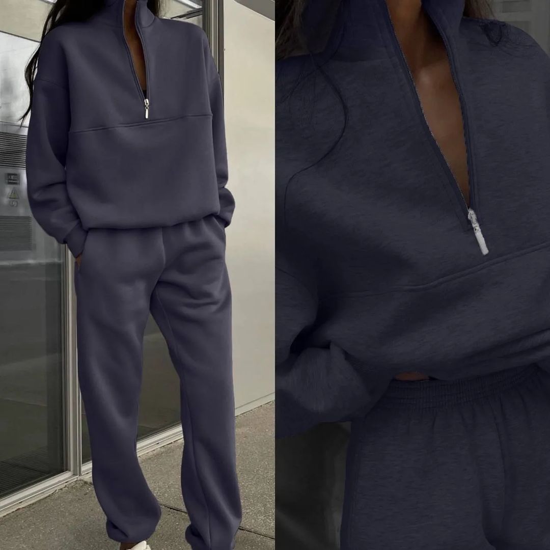 Dame sweatshirt og joggebukse sett med moderne stående krage Skjora