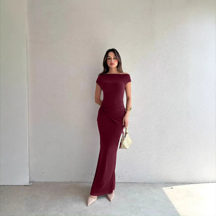 Dame Elegant Maxikjole med Off-Shoulder Design og dekorativ drapering Skjora