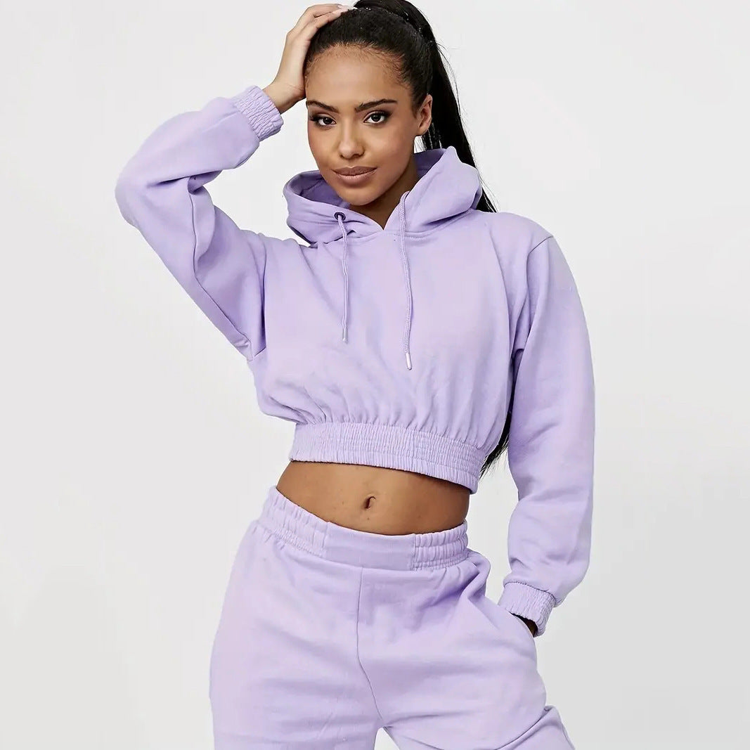 Kvinnenes cropped sweat suit med snor og elastisk midjebånd Skjora