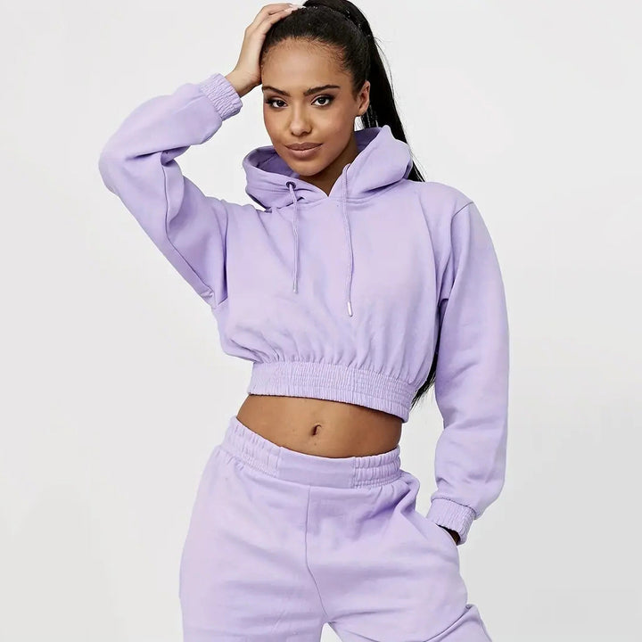 Kvinnenes cropped sweat suit med snor og elastisk midjebånd Skjora
