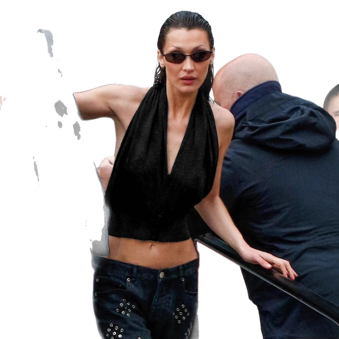 Dame Halter-top med dyp V-hals og figurformende snitt Skjora