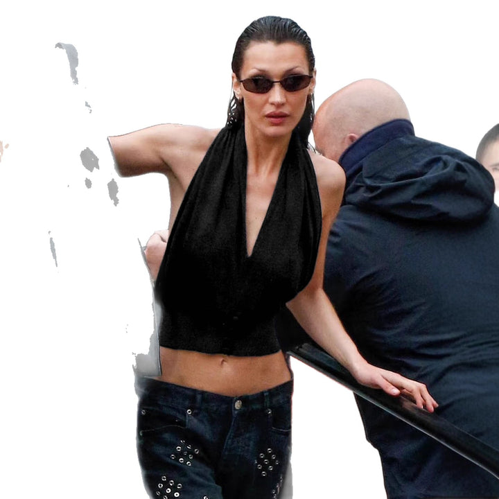 Dame Halter-top med dyp V-hals og figurformende snitt Skjora