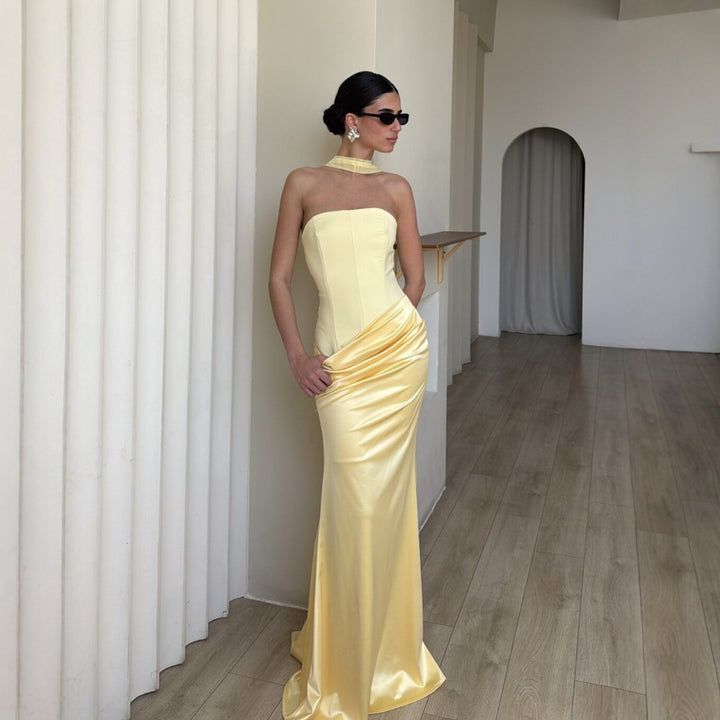 Dame Bodycon Kveldskjole med elegant Drapering Skjora