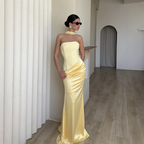 Dame Bodycon Kveldskjole med elegant Drapering Skjora