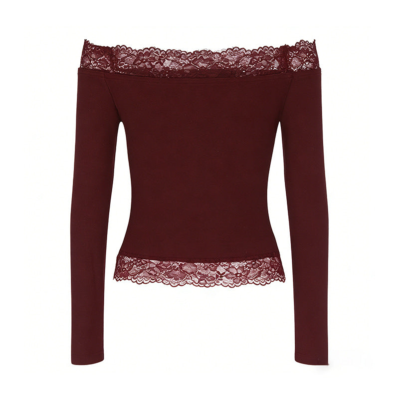 Dame elegant Off-Shoulder skjorte med spiss kant Skjora