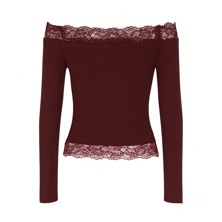 Dame elegant Off-Shoulder skjorte med spiss kant Skjora