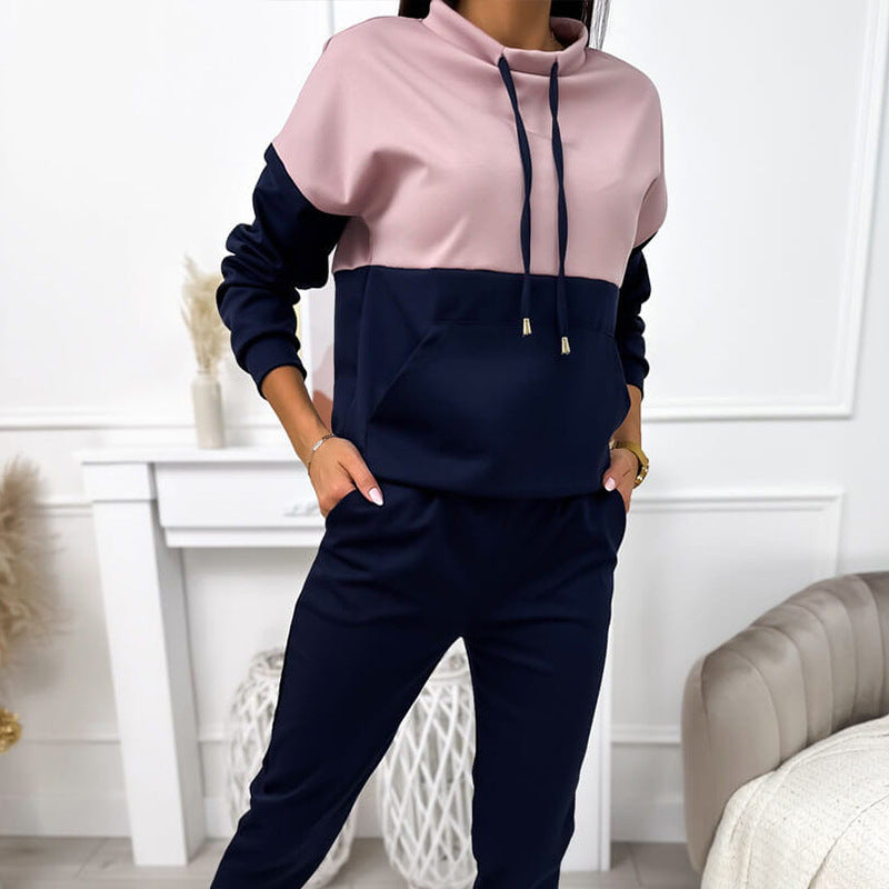 Dames sporty lounge set med hette og elastisk midjebånd Skjora