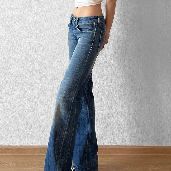 Damer Flared Jeans med høy midje og distressed design Skjora