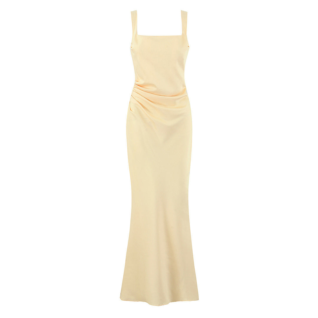 Dame Maxikjole med elegant firkantet utringning og raffinert drapering Skjora