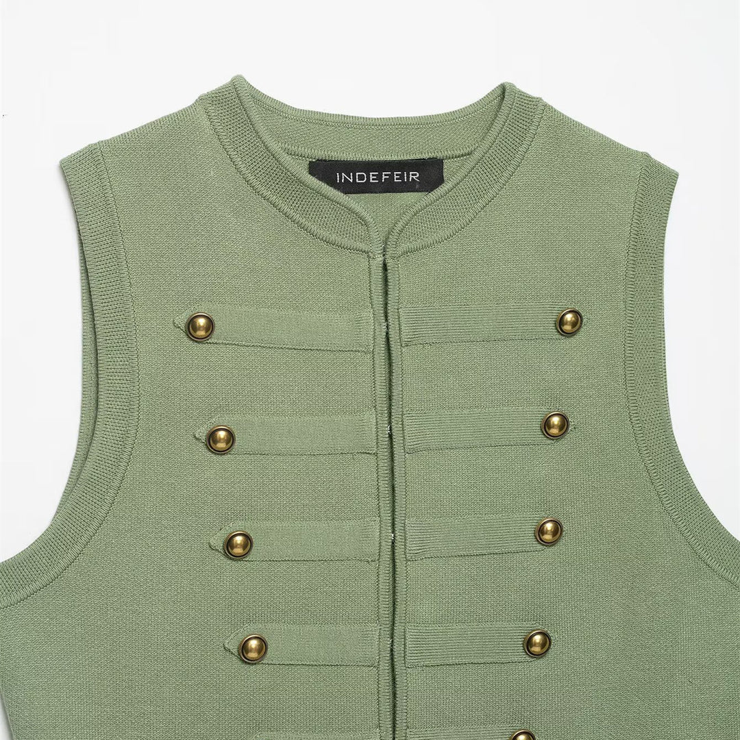 Damer raffinert utility-vest i militærstil med knappe-detaljer Skjora