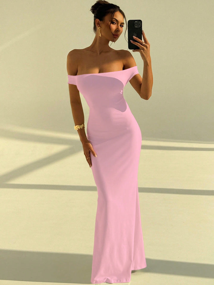 Damer Elegant Off-Shoulder Maxikjole med figurnær passform Skjora