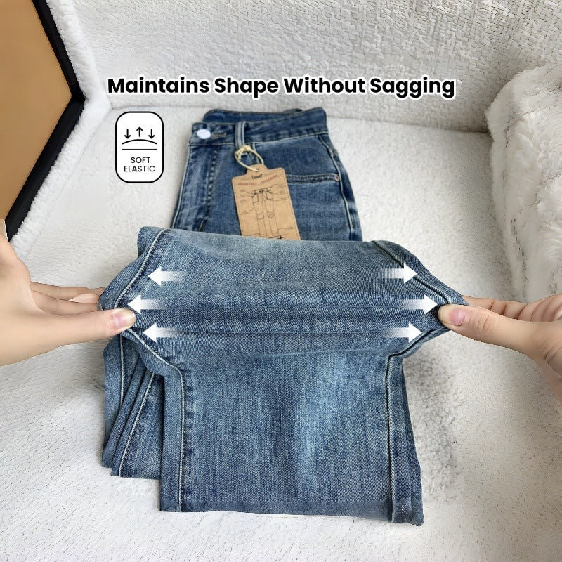 Dame Løst skjært jeans med høy liv og klassisk denim-look Skjora