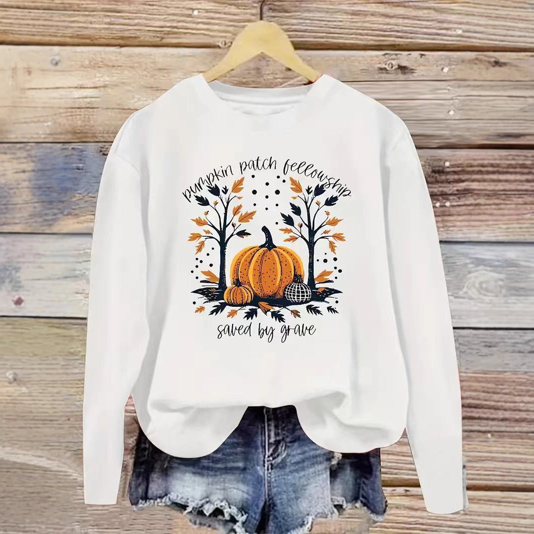 Dame sweatshirt med høst gresskar design og avslappet passform Skjora