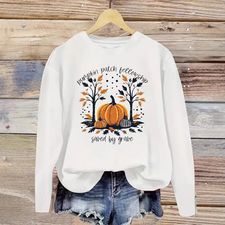 Dame sweatshirt med høst gresskar design og avslappet passform Skjora