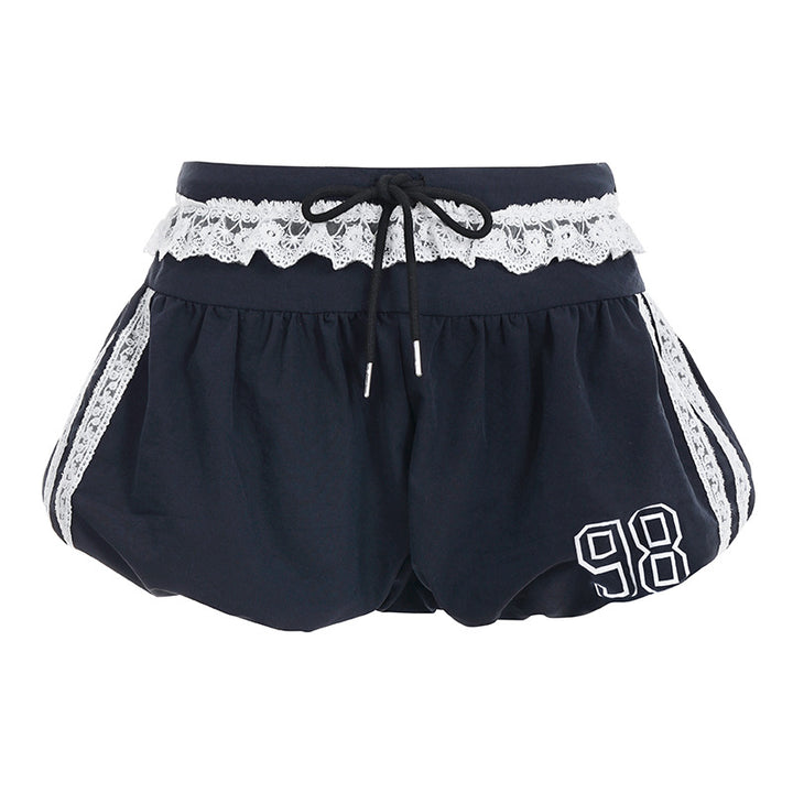 Dame sporty shorts med spisse detaljer og elastisk linning Skjora
