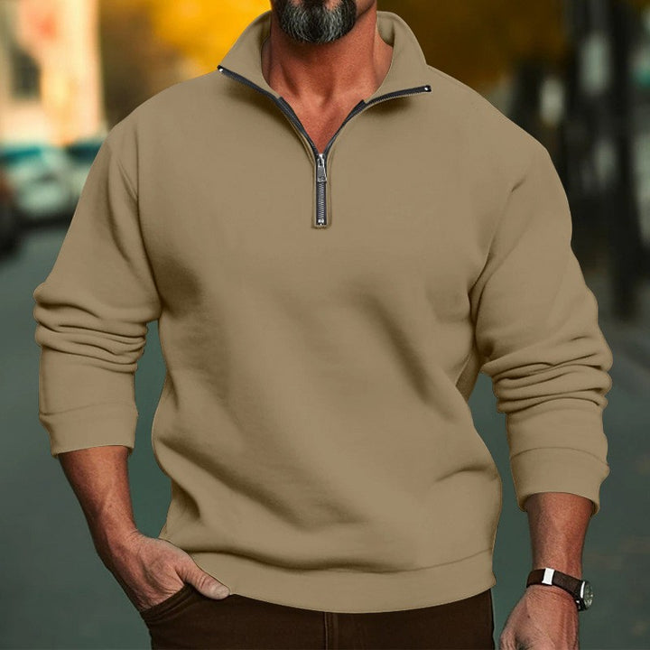 Herresweatshirt med halv glidelås og koselig fleece Skjora