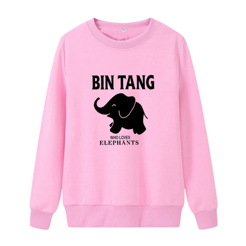 Dame sweatshirt med stort elefantmotiv og motiverende trykk Skjora