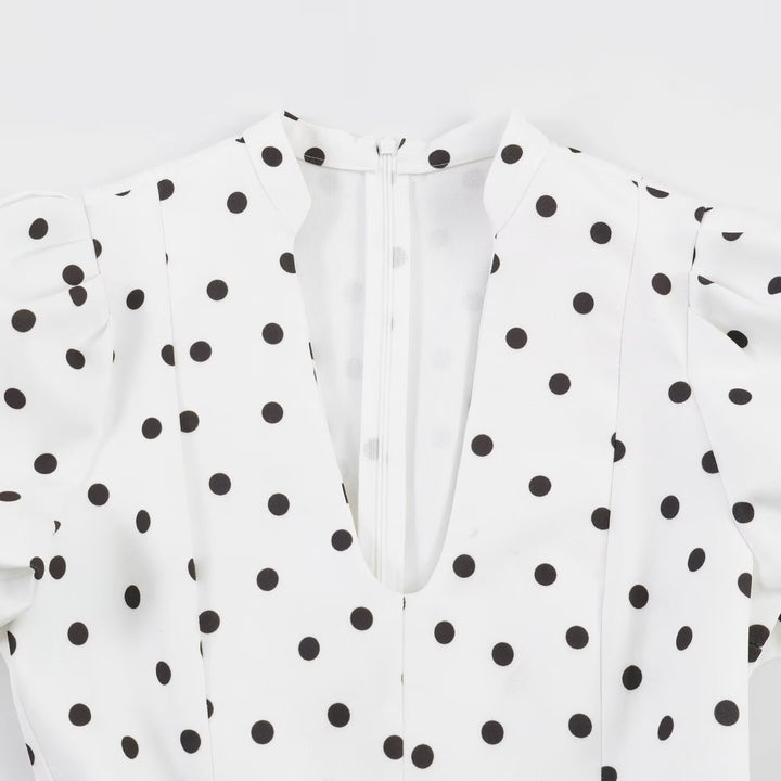 Women's V-neck Mini Dress with Voluminous Puffed Sleeves Skjora