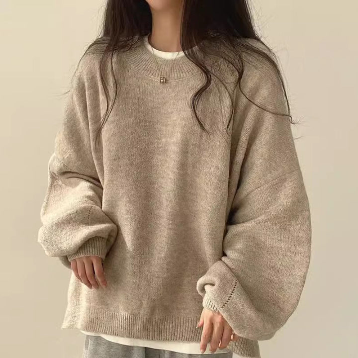 Dame oversized strikkegenser med brede ermer og avslappet snitt Skjora