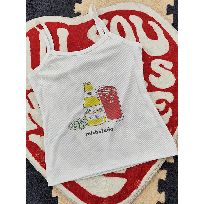 Dame Tanktop med leken gastronomi-motiv Skjora