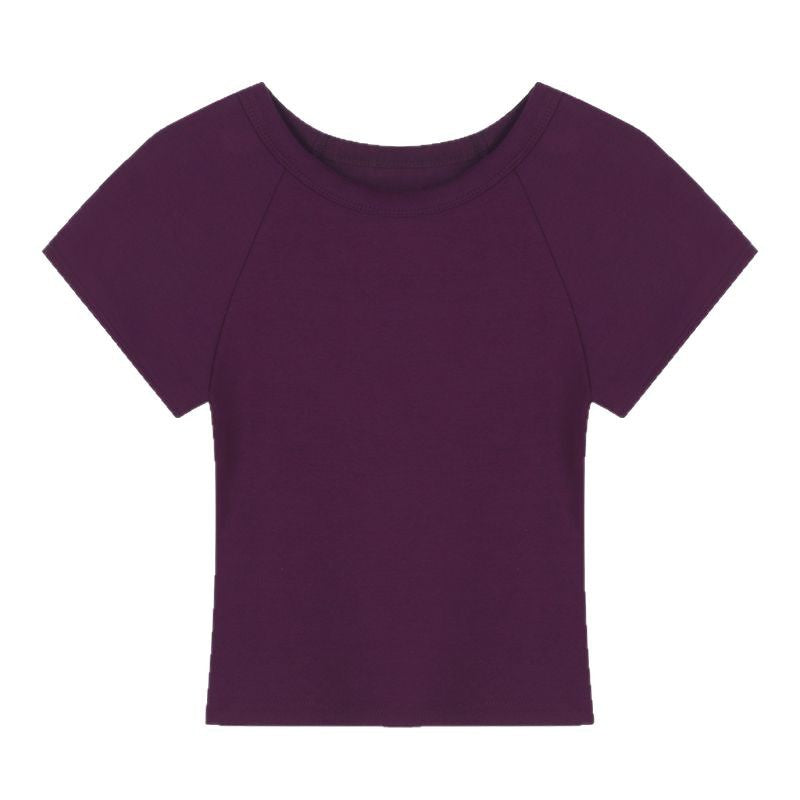 Dame Cropped T-skjorte med moteriktig rund hals og uformelt design