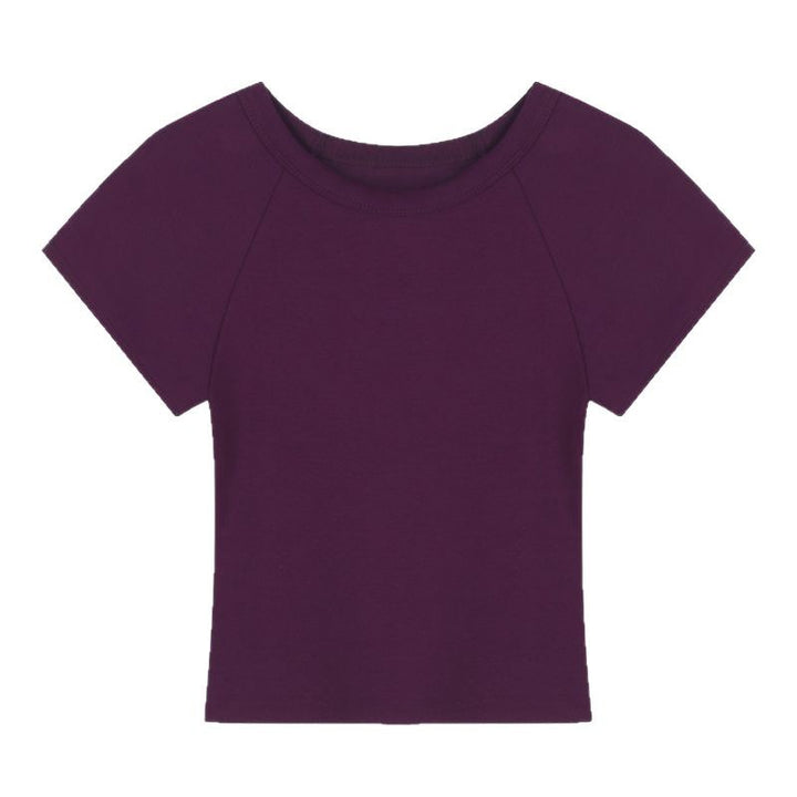 Dame Cropped T-skjorte med moteriktig rund hals og uformelt design