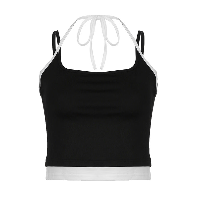 Dame Sports Crop-Topp med justerbare stropper og nøytral design Skjora