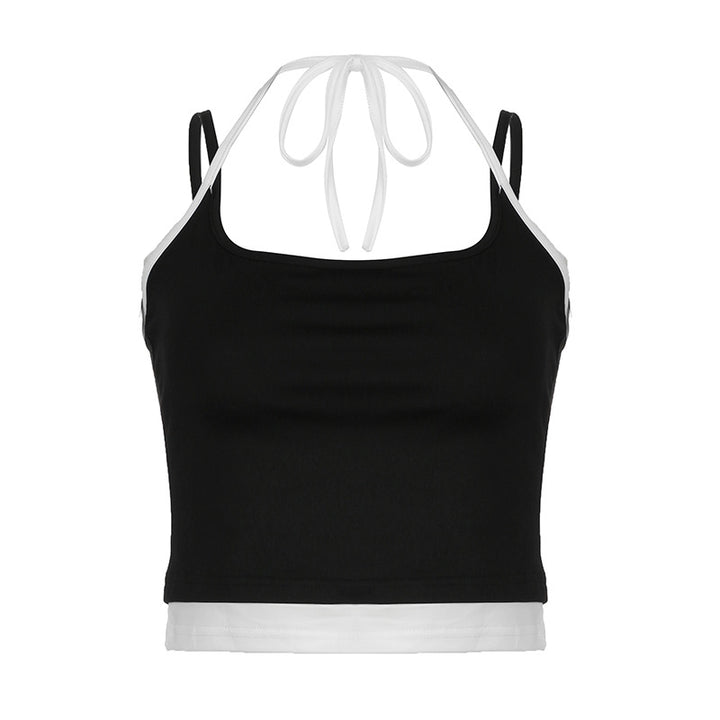 Dame Sports Crop-Topp med justerbare stropper og nøytral design Skjora