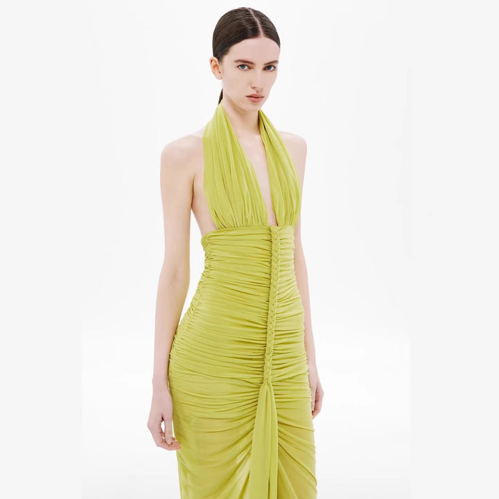 Damer elegant stroppeløs kveldsdresses med raffinert drapering og dyp utringning Skjora
