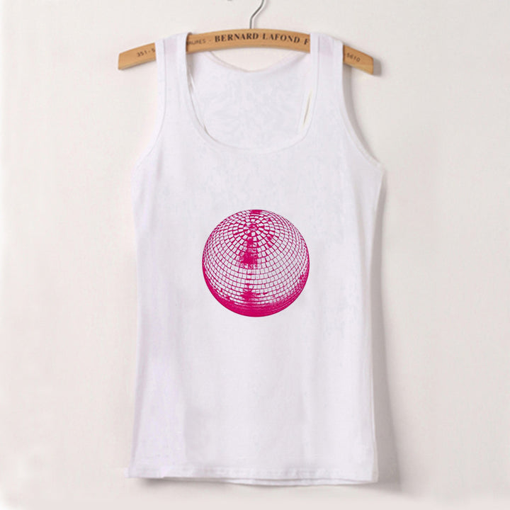 Dame cropped T-skjorte med kreativt speilball-design Skjora