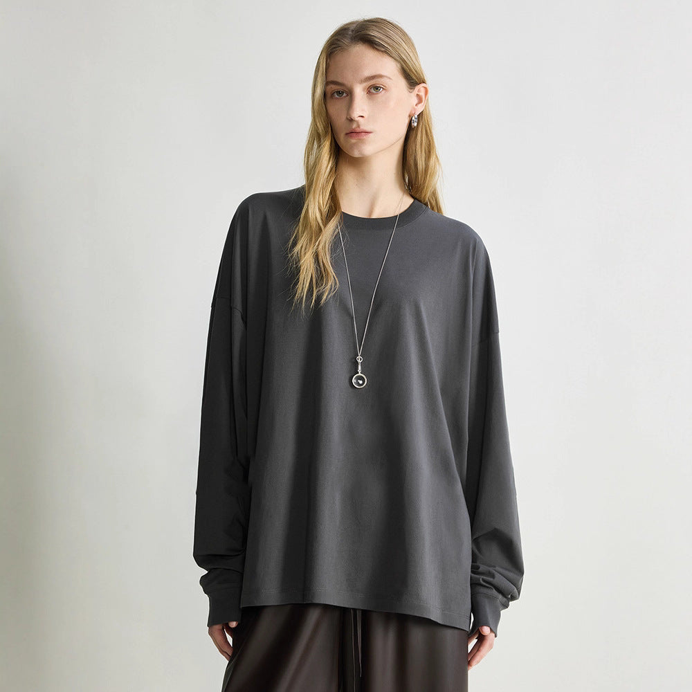 Dame Langermet T-skjorte i minimalistisk design Skjora