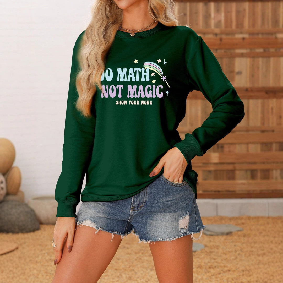 Dame avslappet sweatshirt med inspirerende matematikkmotiv Skjora