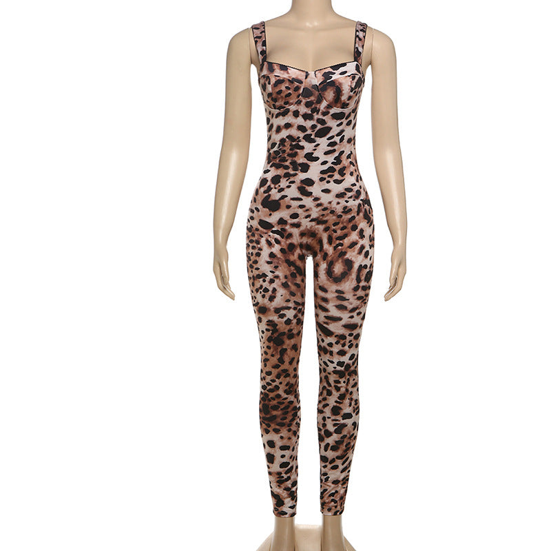 Dame jumpsuit med raffinert slangeskinn-design og figurtilpasset snitt Skjora