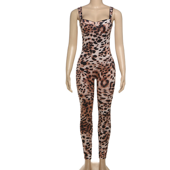 Dame jumpsuit med raffinert slangeskinn-design og figurtilpasset snitt Skjora