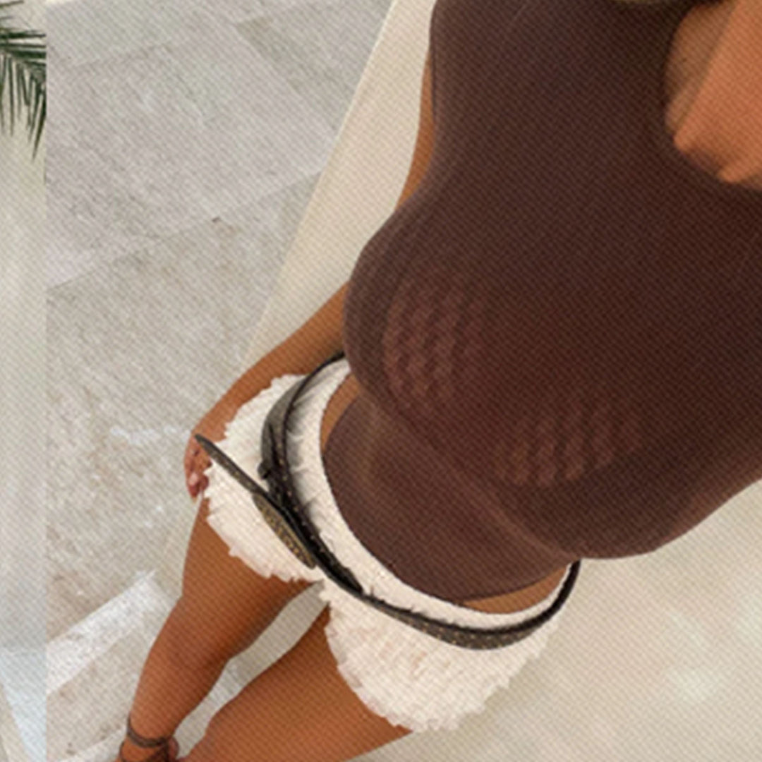 Dame pustende Crop-Top med raffinerte nettstrukturer Skjora