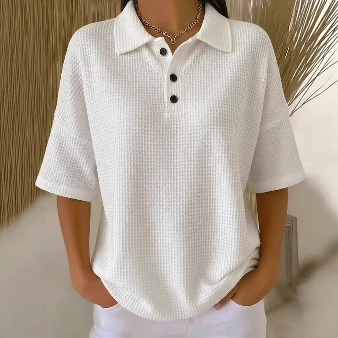 Dame sporty polo shirt i waffle pique Skjora