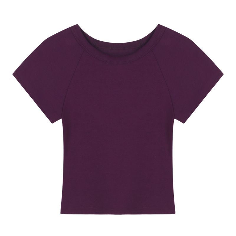 Dame Cropped T-skjorte med moteriktig rund hals og uformelt design