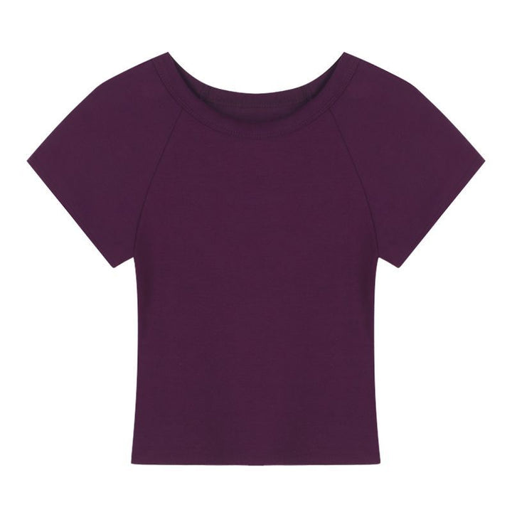 Dame Cropped T-skjorte med moteriktig rund hals og uformelt design