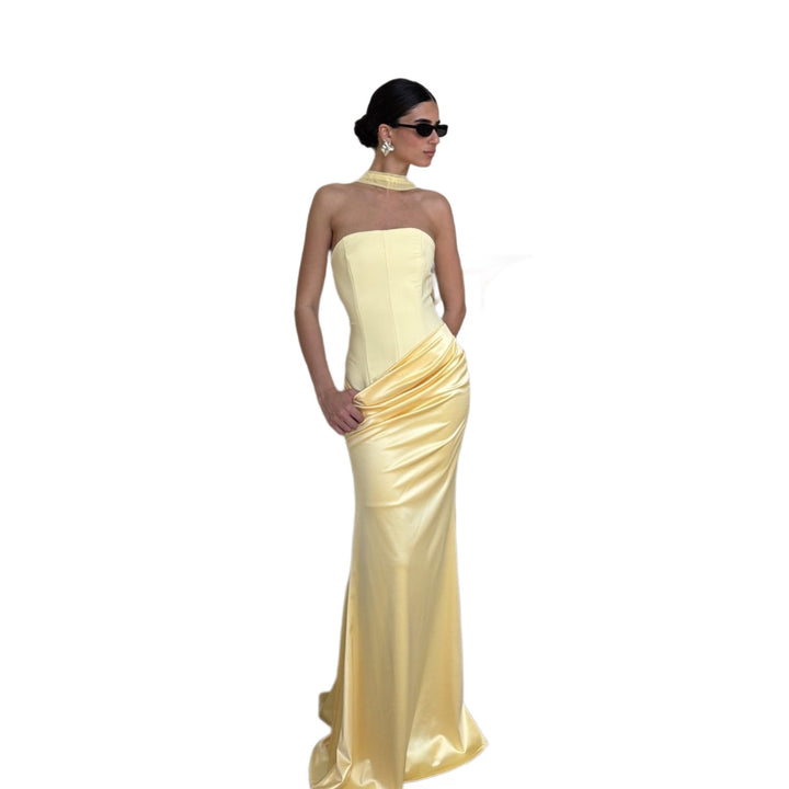 Dame Bodycon Kveldskjole med elegant Drapering Skjora