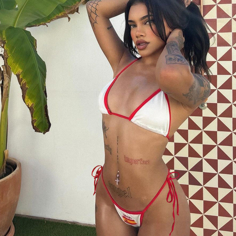 Dame sexy tritrangel-bikini med justerbare bånd Skjora