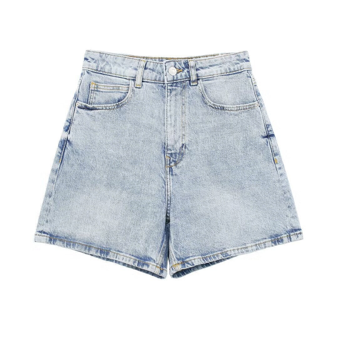 Dame jeansshorts i avslappet vintage-stil med høy midje Skjora