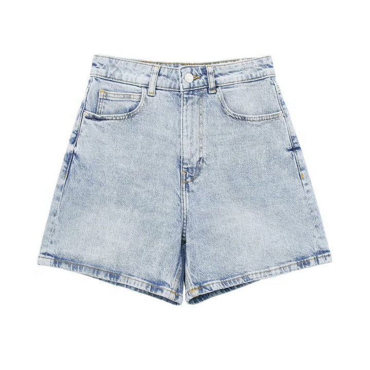 Dame jeansshorts i avslappet vintage-stil med høy midje Skjora